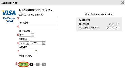 NETELLERへクレジットカード入金